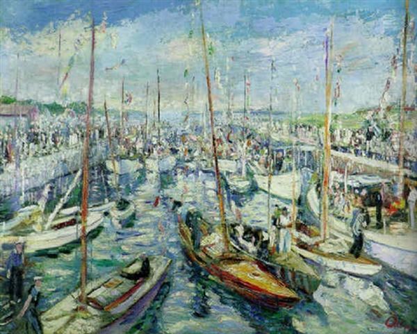 Le Port En Fete Oil Painting by Lucien Adrion