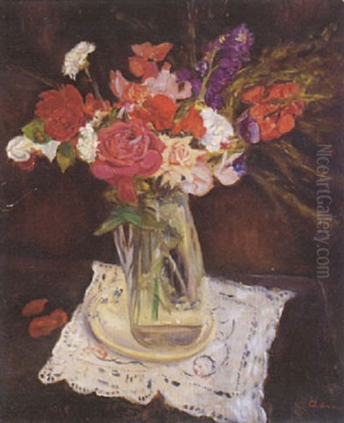 Le Bouquet Sur La Table Oil Painting by Lucien Adrion