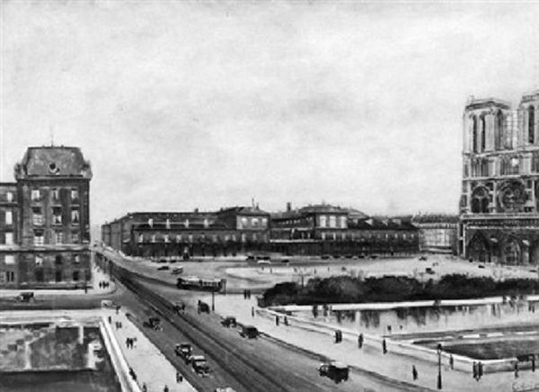 Place Du Parvis Oil Painting by Lucien Adrion