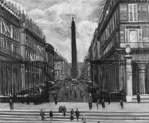 Groses Saulenmonument Auf Einem Platz Oil Painting by Lucien Adrion