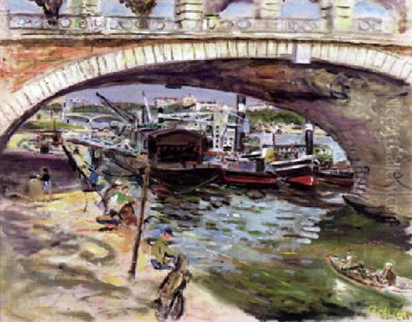 Am Seineufer Oil Painting by Lucien Adrion