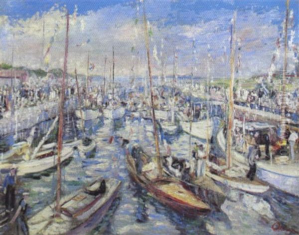 Les Regattes Oil Painting by Lucien Adrion