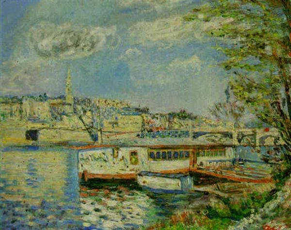 Pont St. Cloud Oil Painting by Lucien Adrion