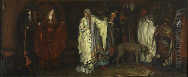 King Lear, Act I, Scene I Oil Painting by Edwin Austin Abbey