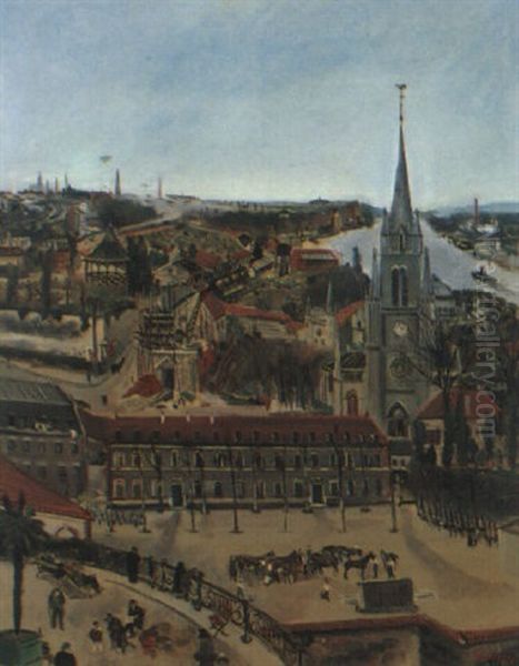 Bougival Oil Painting by Lucien Adrion