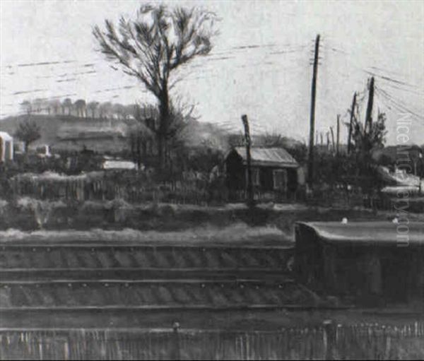 La Gare De Clamart Oil Painting by Lucien Adrion