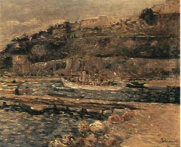 Bateaux A Monte Carlo Oil Painting by Lucien Adrion