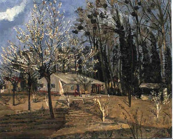 Miriel, Pres D'auvers Sur Oise; Le Jardin Du Pere Goujan Oil Painting by Lucien Adrion