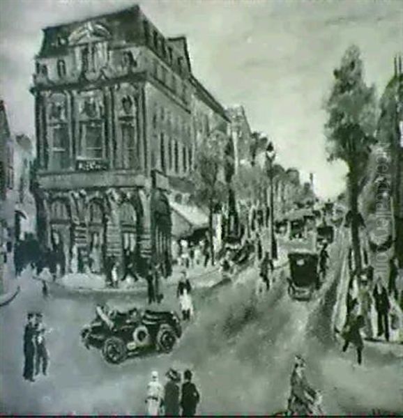 Paris, Les Boulevards Oil Painting by Lucien Adrion