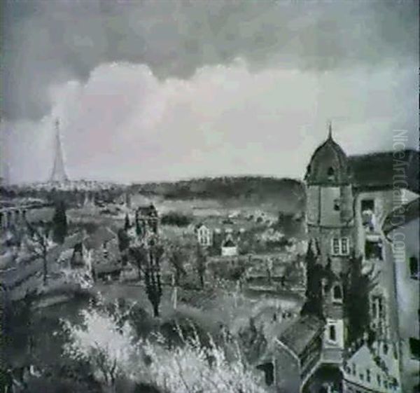 Vue De Paris Depuis Saint-cloud Oil Painting by Lucien Adrion