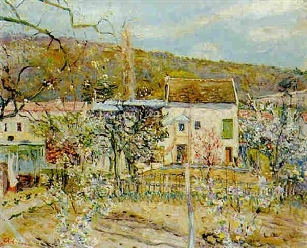 Bievre - Les Potagers Fleuri Oil Painting by Lucien Adrion