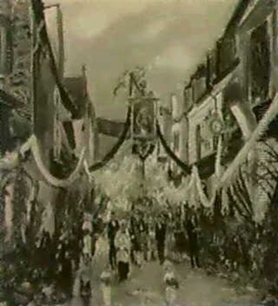 Procession De La Fete-dieu Oil Painting by Lucien Adrion