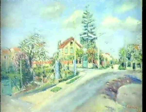 Village En Fleurs Oil Painting by Lucien Adrion