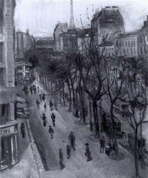 Boulevard Montparnasse, Paris Oil Painting by Lucien Adrion