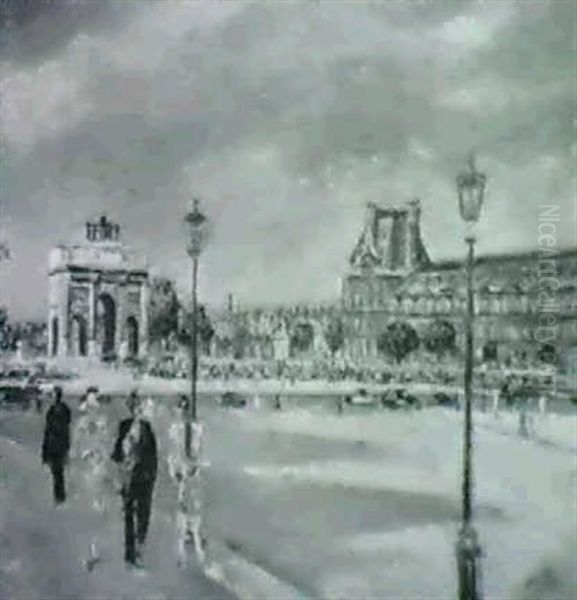 Place Du Carrousel Oil Painting by Lucien Adrion