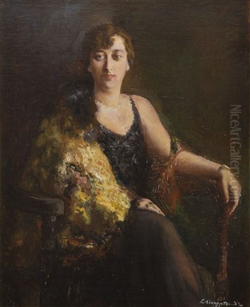 Portret Damy Oil Painting by Lucjan Adwentowicz