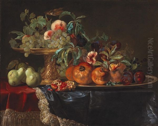 A Still Life Of Fruit With A Gilt Tazza Oil Painting by Willem Van Aelst