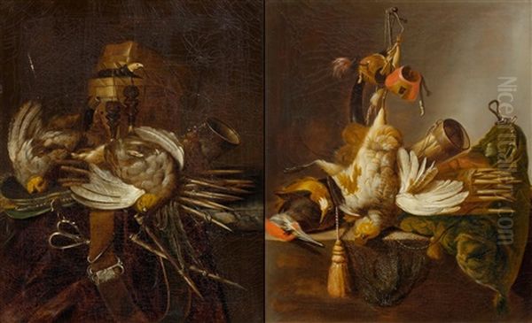 Pair Of Works: Hunting Still-lifes With Partridges Oil Painting by Willem Van Aelst