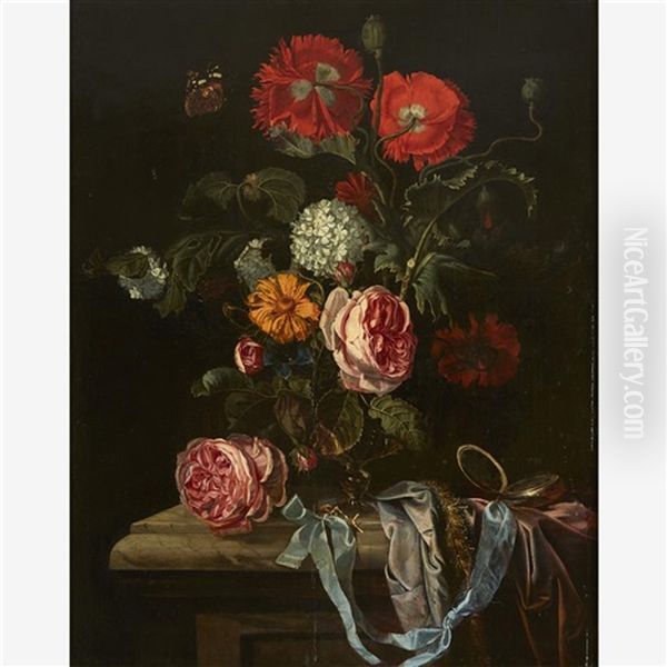 Tabletop Still Life With Va Oil Painting by Willem Van Aelst