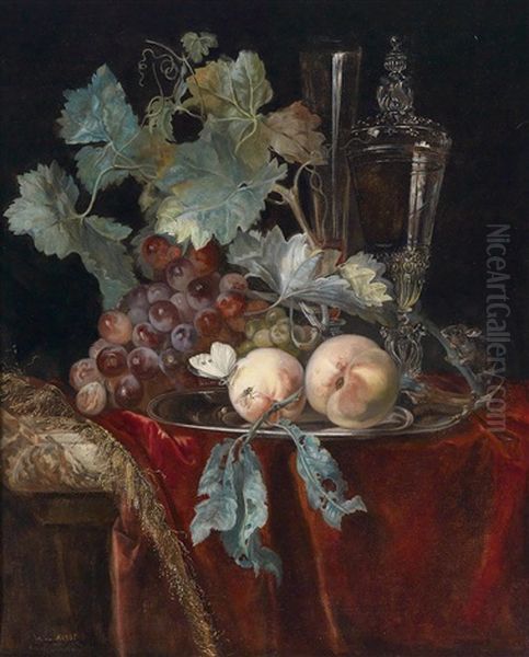 Fruchtestillleben Mit Glaspokal Oil Painting by Willem Van Aelst