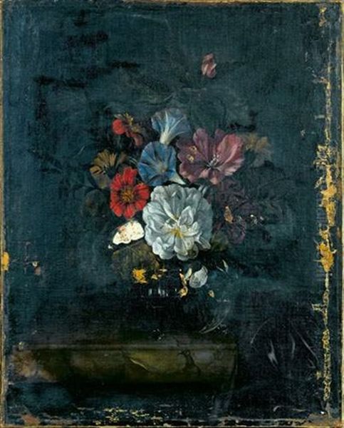 Bouquet De Fleurs Sur Un Entablement De Marbre Oil Painting by Willem Van Aelst