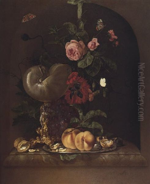 Stilleben Mit Einem Nautiluspokal Oil Painting by Willem Van Aelst