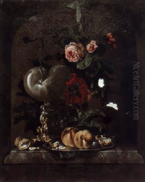 Stilleben Mit Nautiluspokal Oil Painting by Willem Van Aelst