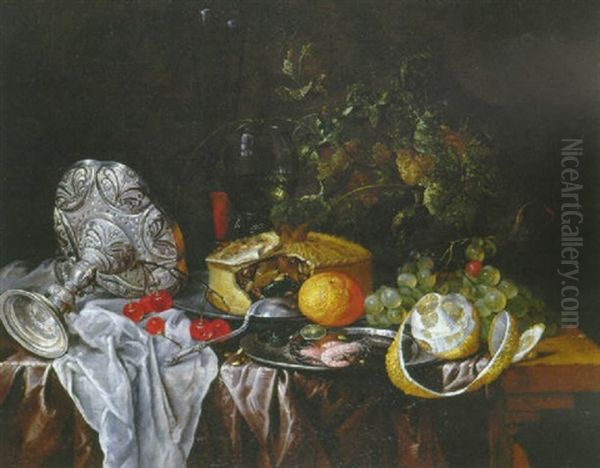 Nature Morte Aux Fruits Et Pieces D'orfevrerie Oil Painting by Theodor van Aenvack