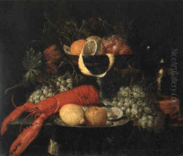 Stilleben Mit Romer, Geschirr Und Fruchten Oil Painting by Theodor van Aenvack