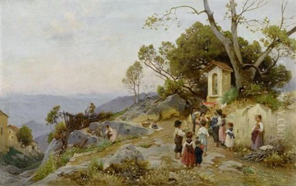 Bei Olevano Romano Oil Painting by Franz Theodor Aerni