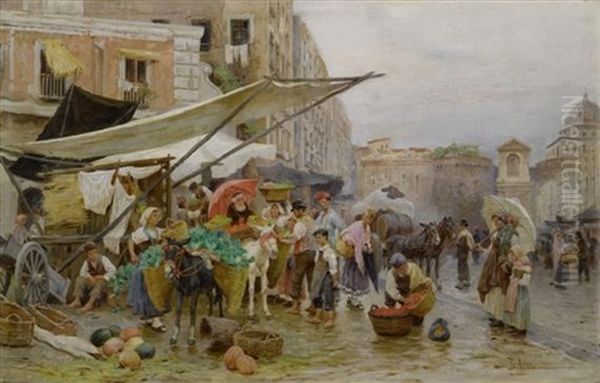 Porta Cajano In Neapel Oil Painting by Franz Theodor Aerni