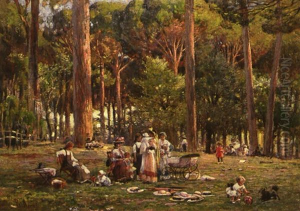 Ein Nachmittag Im Park Oil Painting by Franz Theodor Aerni