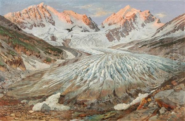 Der Morteratschgletscher Mit Der Bernina Oil Painting by Franz Theodor Aerni