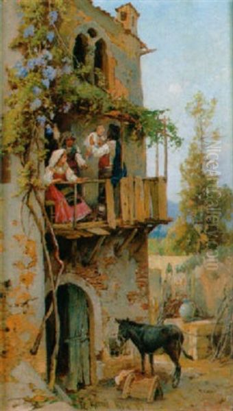 Frohliche Heimkehr Oil Painting by Franz Theodor Aerni