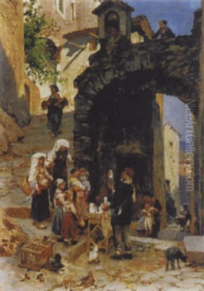 Der Puppenverkaufer Oil Painting by Franz Theodor Aerni