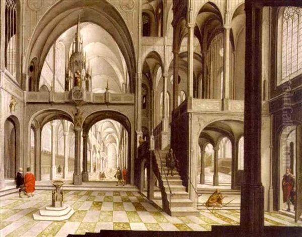 A View Of A Church Interior (st. John Lateran Cathedral, Rome?) Oil Painting by Hendrick Aerts