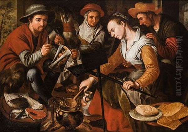 Escena De Cocina Flamenca Oil Painting by Pieter Aertsen