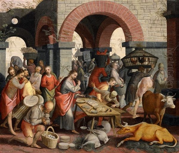 Christ Driving The Merchants From The Temple Oil Painting by Pieter Aertsen