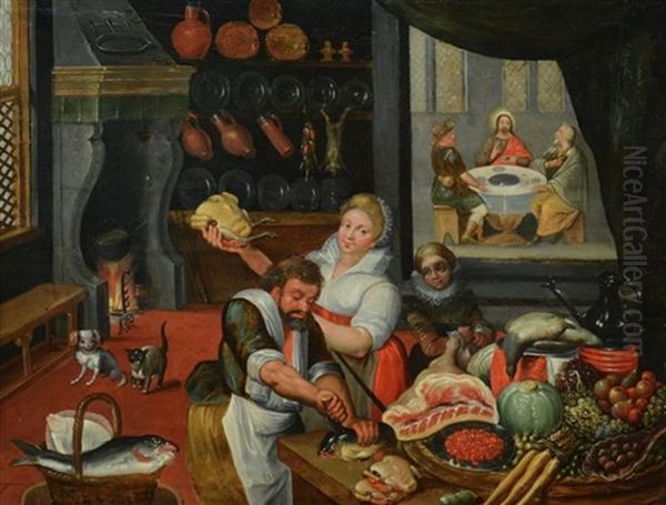 King's Kitchen Oil Painting by Pieter Aertsen