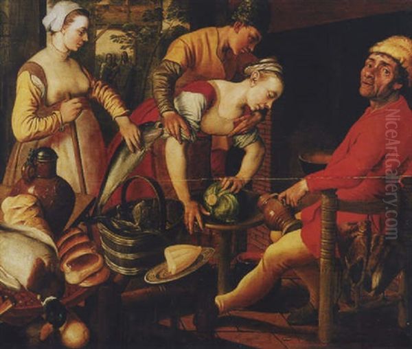 Kuchenszene Oil Painting by Pieter Aertsen