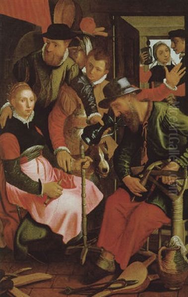 Die Spinnerin Oil Painting by Pieter Aertsen