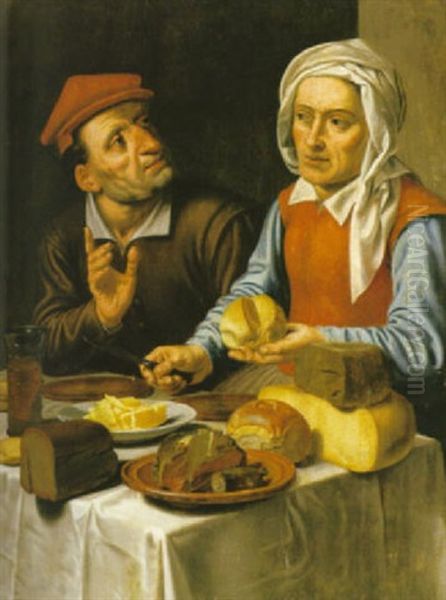 Par Vid Matbord Oil Painting by Pieter Aertsen