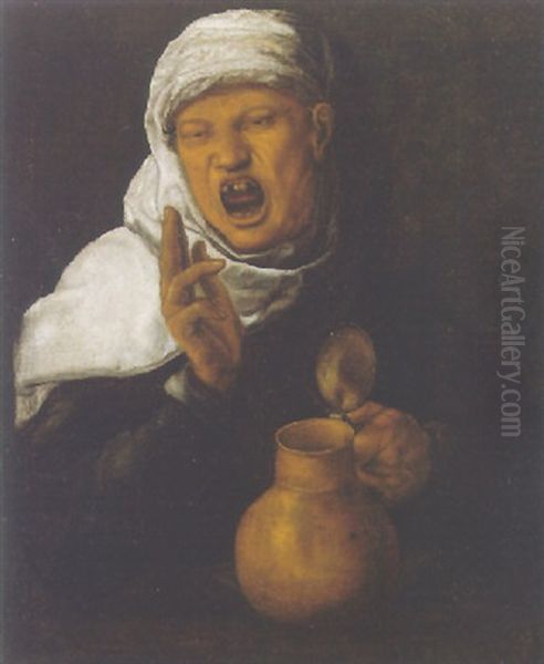 Head Of An Eccentric Old Woman Oil Painting by Pieter Aertsen