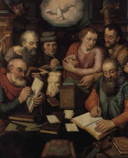 Die Apostel Petrus Und Paulus Mit Den Vier Evangelisten Oil Painting by Pieter Aertsen