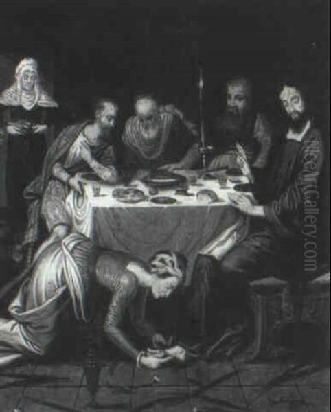 Christ At The Supper In The House Of Simon The Pharisee Oil Painting by Pieter Aertsen