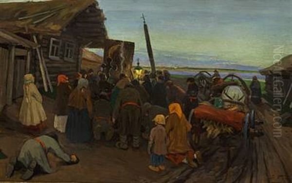 The Presentation Of The Icon Oil Painting by Aleksei Fedorovich Afanas'ev