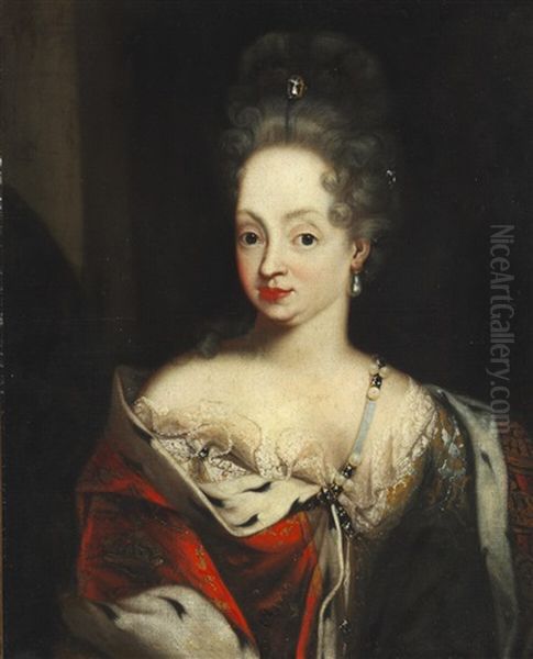 Portrait Of Frederik Ivs Queen Louise Of Mecklenburg-gustrow (1667-1721) Oil Painting by Jacques (Jacob) d' Agar