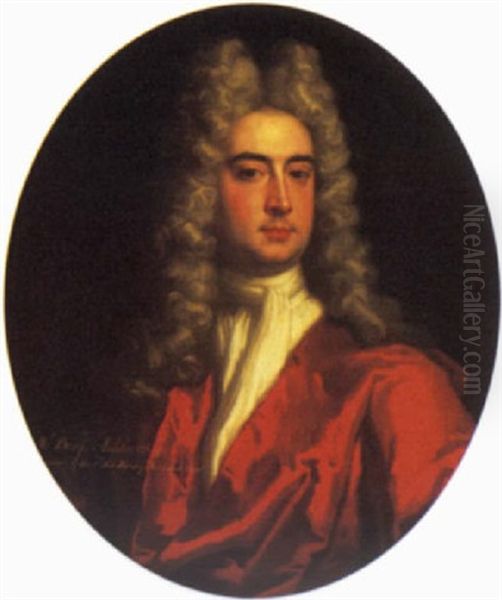 Portrait Of A Gentleman (benjamin Ashhurst?) In A Red Velvet Costume And White Stock Oil Painting by Jacques (Jacob) d' Agar