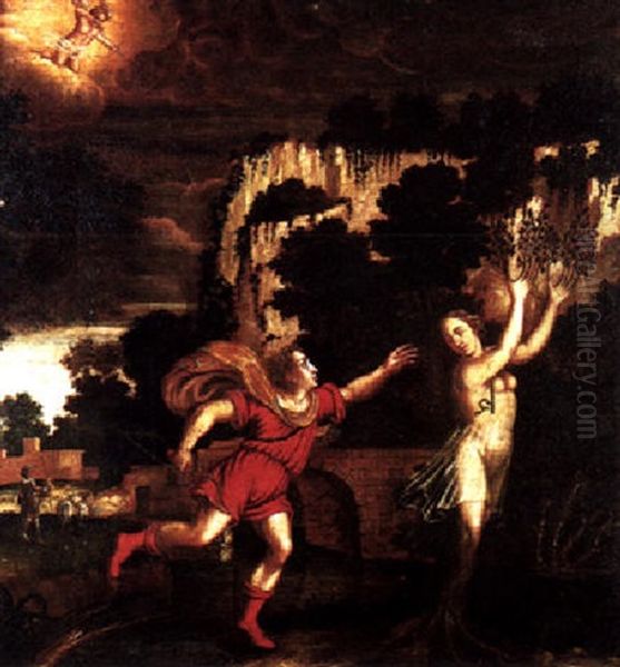 Daphne And Apollo Oil Painting by Jacques (Jacob) d' Agar