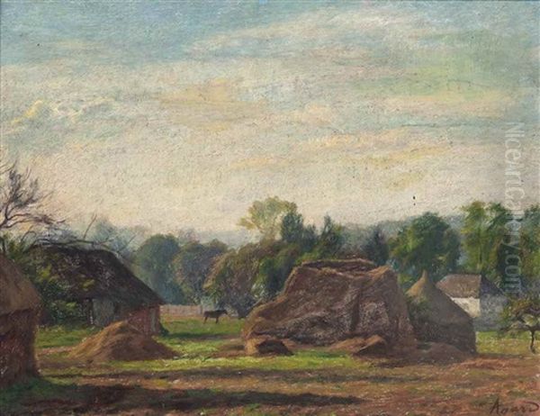 Un Paysage De Foin En Face D'une Ferme (+ 2 Others; 3 Works) by Charles-Jean Agard